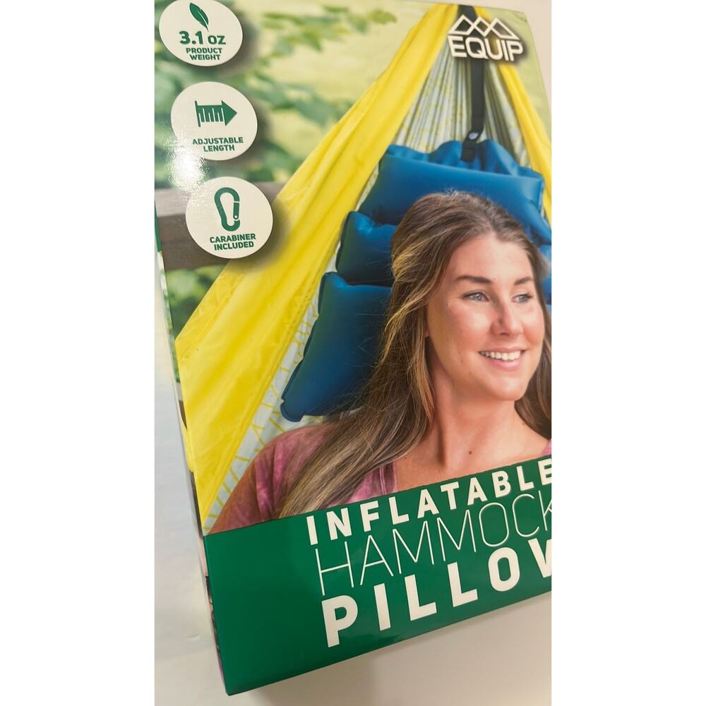 New Equip Blue Inflatable Polyester Camping Hammock Pillow  Approx. 15L X 15w